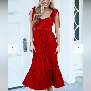 Red velvet so me dress with tie sleeves from south boutique nwt